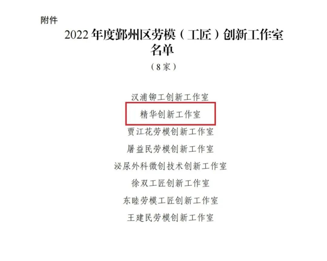 熱烈祝賀我司榮獲2022年度鄞州區“精華創(chuàng  )新工作室”稱(chēng)號(圖2)